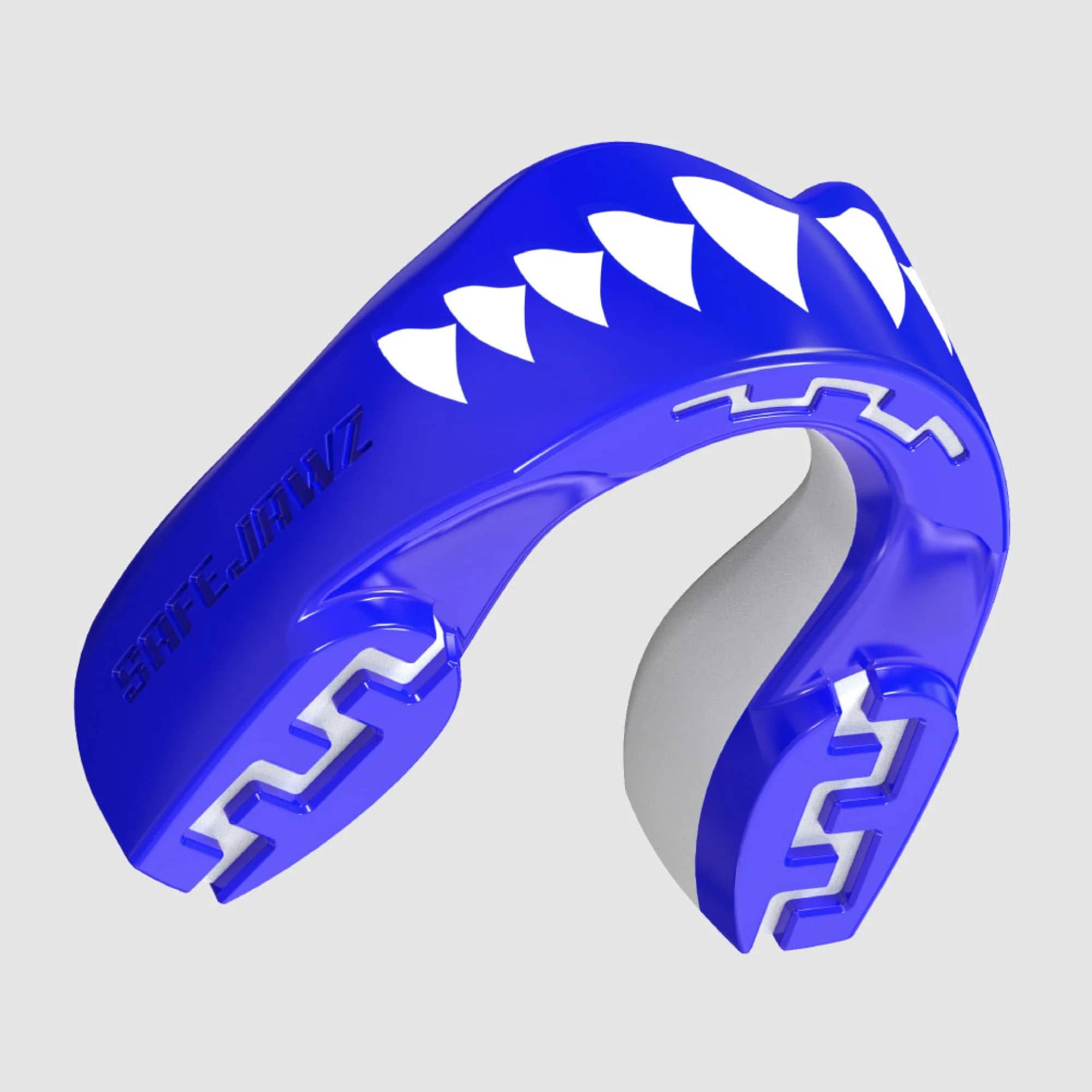 SafeJawz 'Shark' Mouth guard - Extro Series - Blue & White – original SafeJawz product photograph